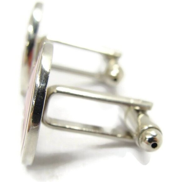 Vintage Gibdock Cufflinks European Ship Repair Company Silver Tone Red Enamel - Picture 5 of 14